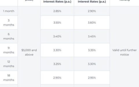 2023年最新新加坡定期存款利率：最高可达3.65%