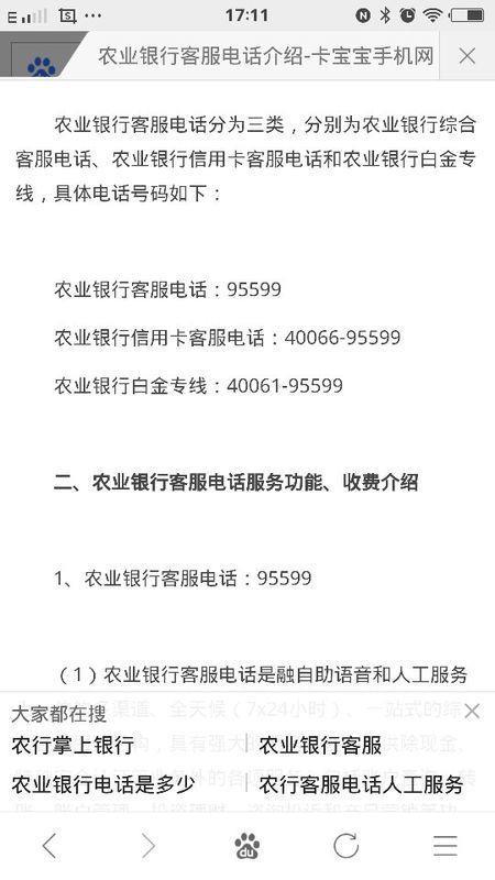 中国农业银行客服电话95599，提供全方位金融服务